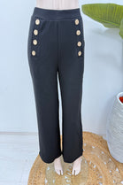 GOLD BUTTON HIGH WAIST TROUSERS (15233110245760) (15248380199296)