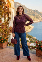 FLORAL SEQUIN DETAIL MESH TOP