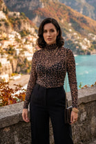 LEOPARD MESH DRAPE TOP