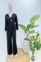 ASYMMETRIC LONG SLEEVE GOLD BUTTON KNITTED TOP (15235005383040)