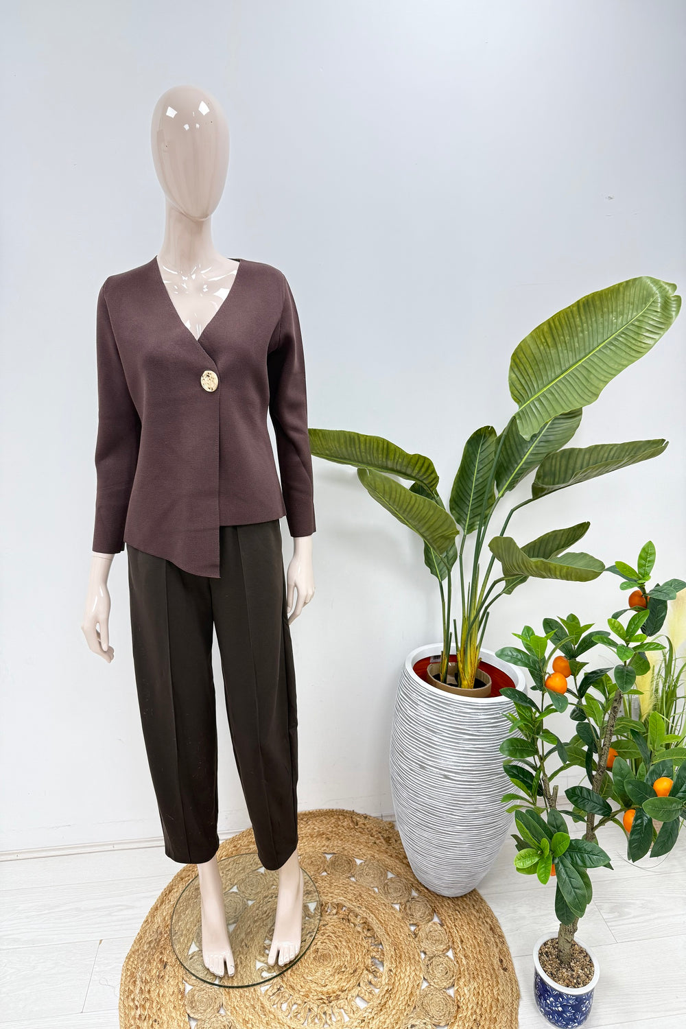 ASYMMETRIC LONG SLEEVE GOLD BUTTON KNITTED TOP (15235007185280)