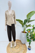 ASYMMETRIC LONG SLEEVE GOLD BUTTON KNITTED TOP (15235002990976)