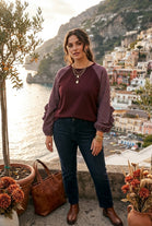 PLAID CONTRAST SLEEVE DETAIL SWEATSHIRT