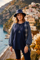 PLAID CONTRAST SLEEVE DETAIL SWEATSHIRT