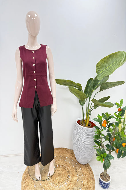 AMY GOLD BUTTON KNITTED TOP (15231154258304)