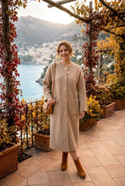 GOLD BUTTON WOOL POCKET LONGLINE CARDIGAN