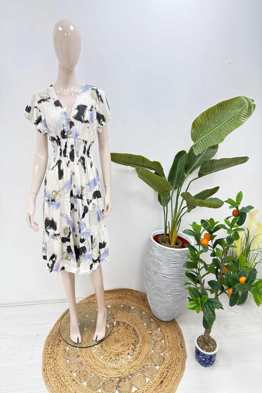 GATHERED TIE DYE BUTTON DRESS(MIXED COLOUR PACK) (15243187093888)