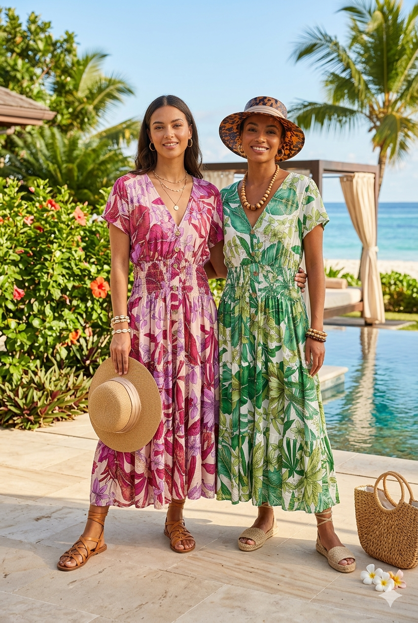 STRETCH FLORAL BUTTON MIDI DRESS(MIXED COLOUR PACK)