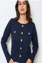 ADRIENE GOLD POPPER BUTTON KNITTED CARDIGAN (15244798853504)