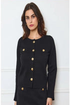ADRIENE GOLD POPPER BUTTON KNITTED CARDIGAN (15225018122624)
