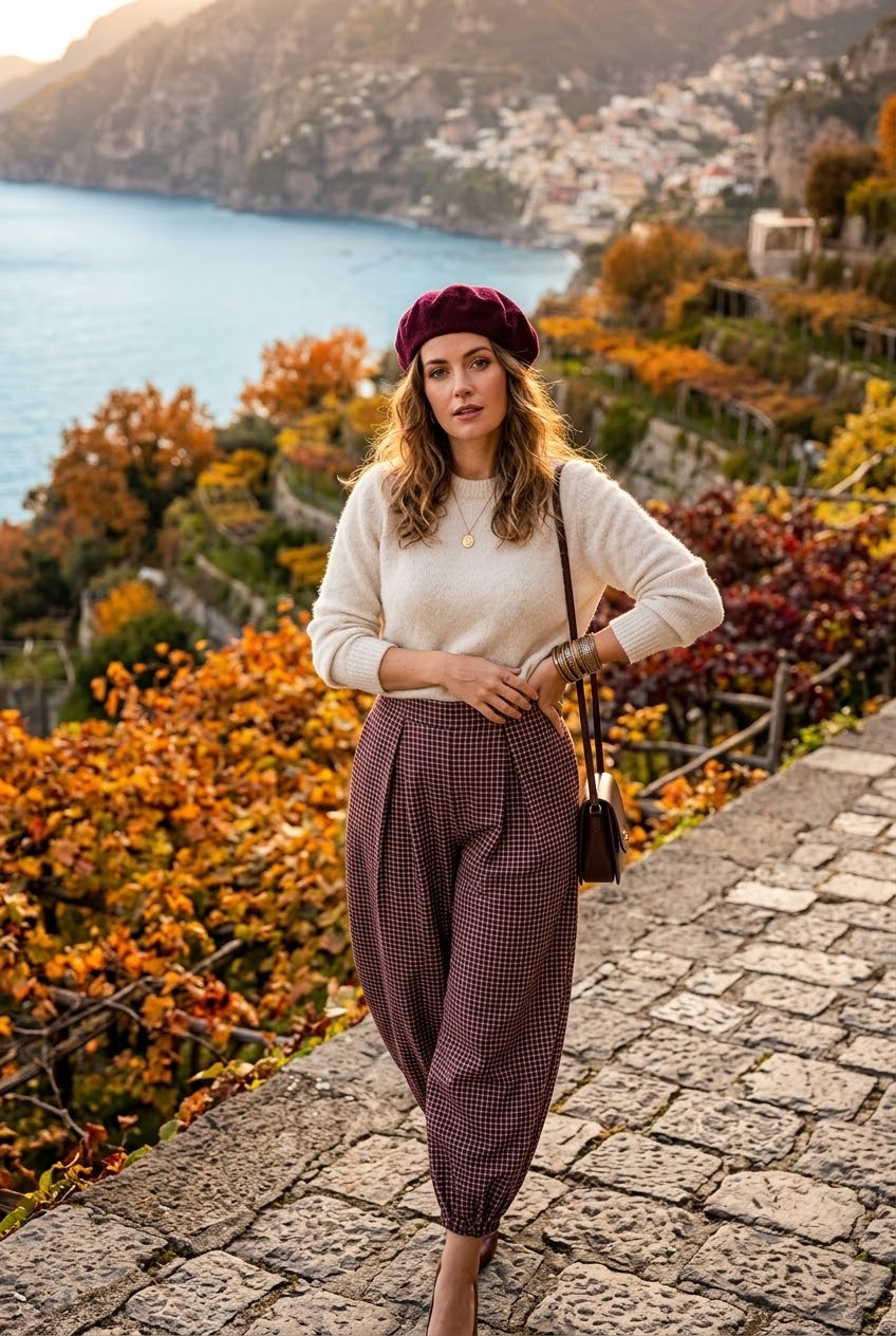 CHECK CUFF DETAIL TROUSERS