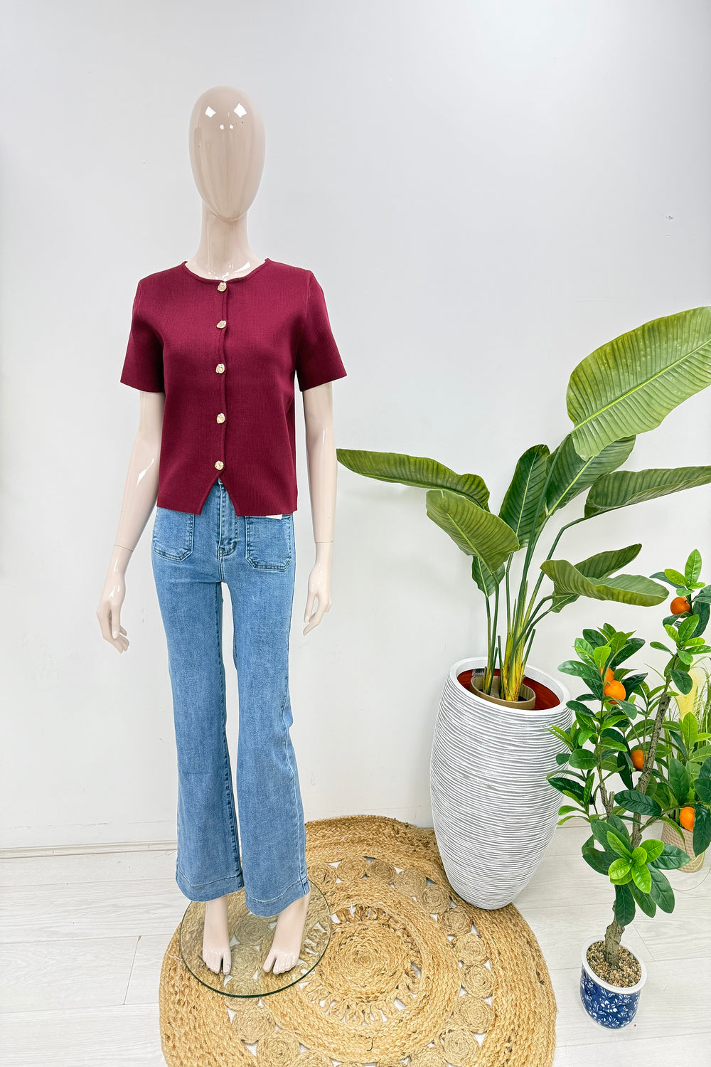 ADA CAP SLEEVE GOLD BUTTON KNIT TOP (Copy) (15244820447616)