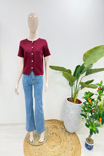 ADA CAP SLEEVE GOLD BUTTON KNIT TOP (Copy) (15244820447616)