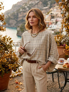 CHECK KIMONO-SLEEVE BLOUSE