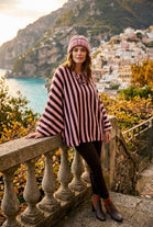OVERSIZED STRIPE ADJUSTABLE BUBBLE SLEEVE FINE KNIT JUMPER