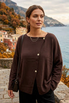 BUTTON ASYMMETRIC SOFT KNIT JUMPER