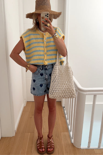 Stripe coloured knit Vest (15266170864000)