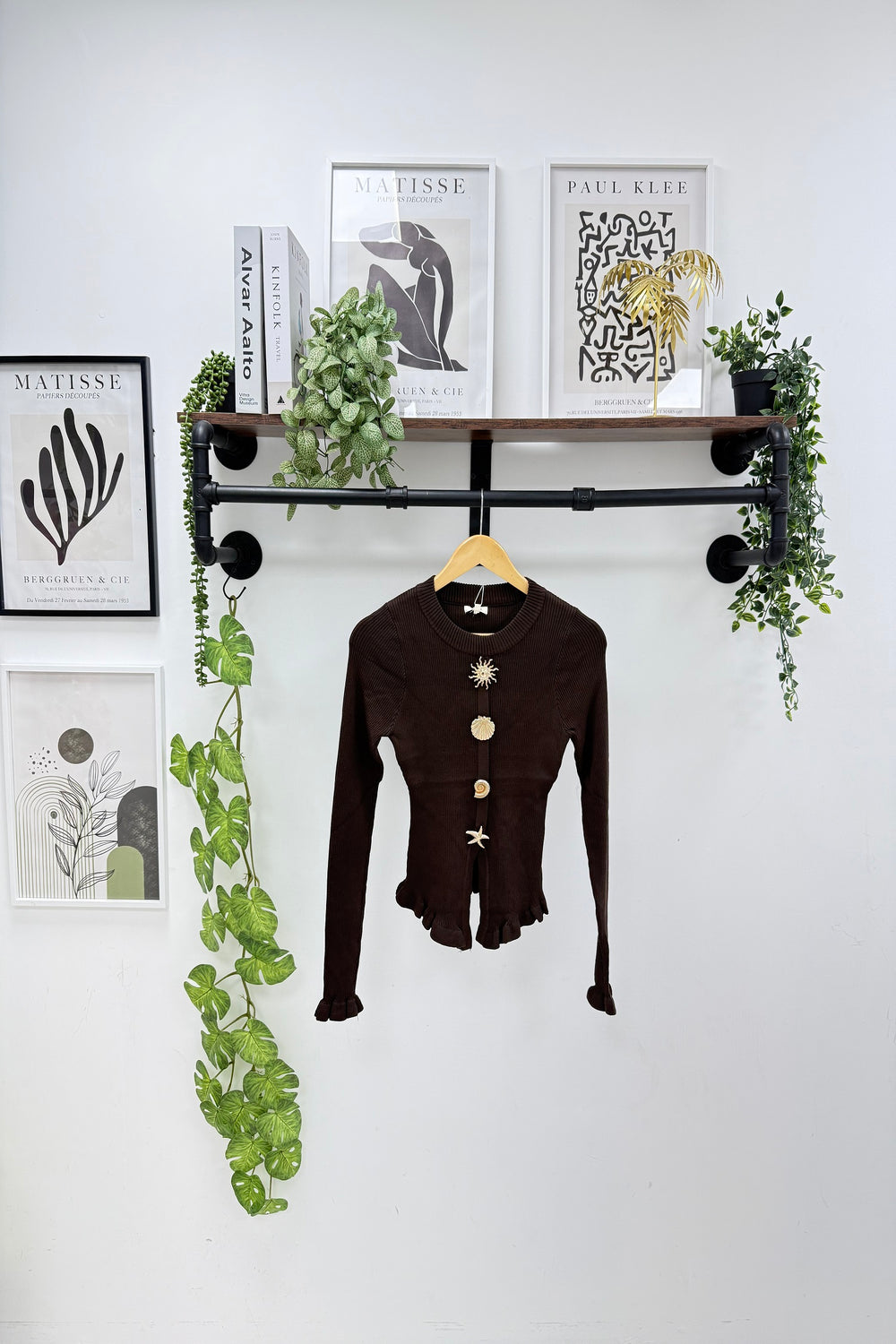 Multi symbol gold button knitted top (15251238257024)