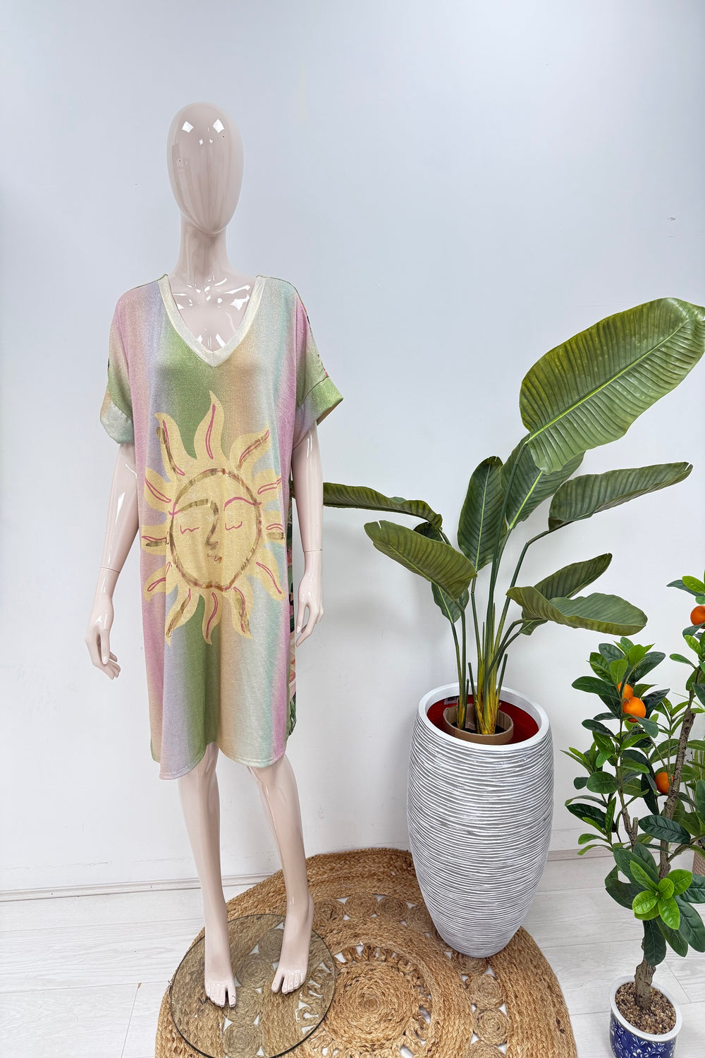 Abstract print glitter tunic (15251642483072)