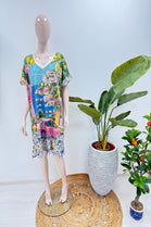 Abstract print glitter tunic (15251639402880)
