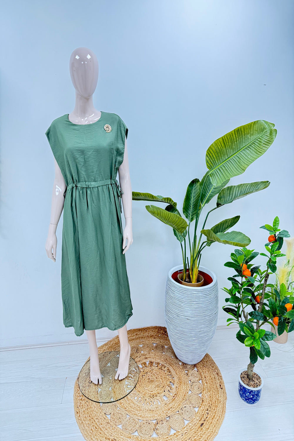 Gathered detail Dress (15251633111424)