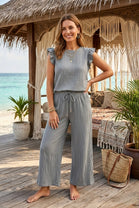 FRILL SLEEVE PLEATED SET