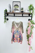 Printed glitter v-neck top (15253720531328)