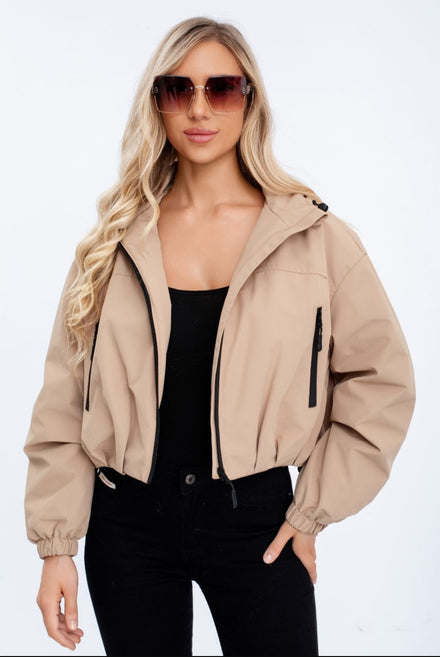 Short hooded raincoat (15255292969344)