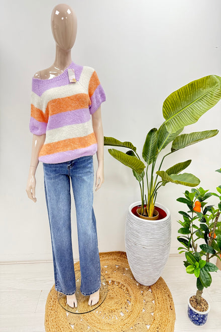 Colour striped knitted Jumper (15255329898880)