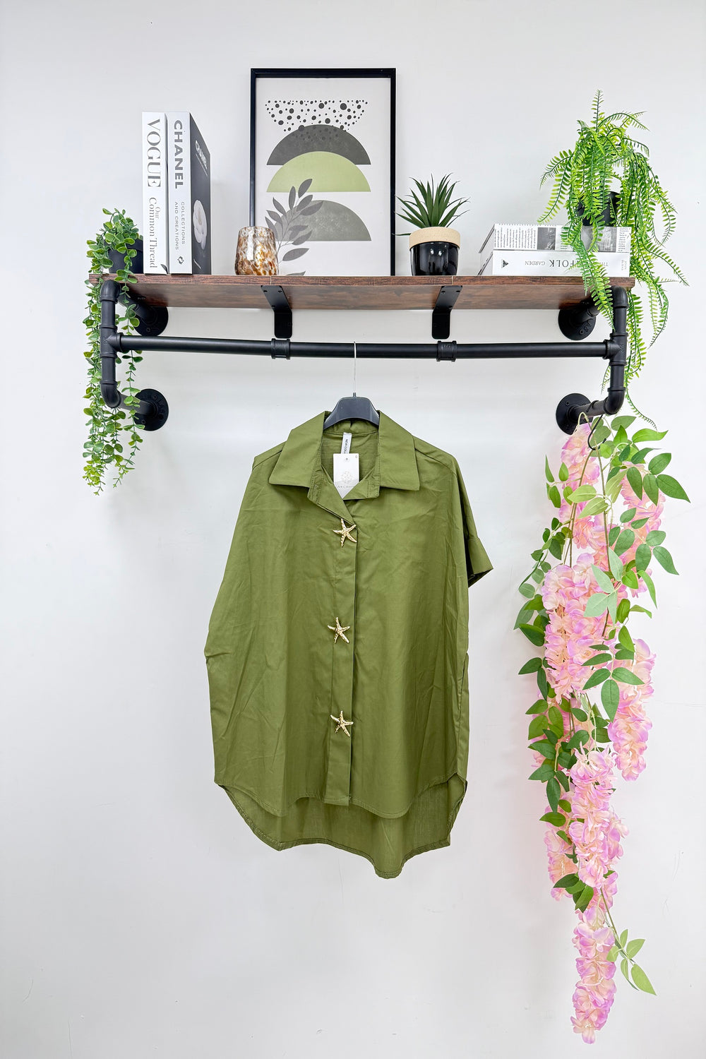 Starfish button detail oversized shirt (15255306043776)