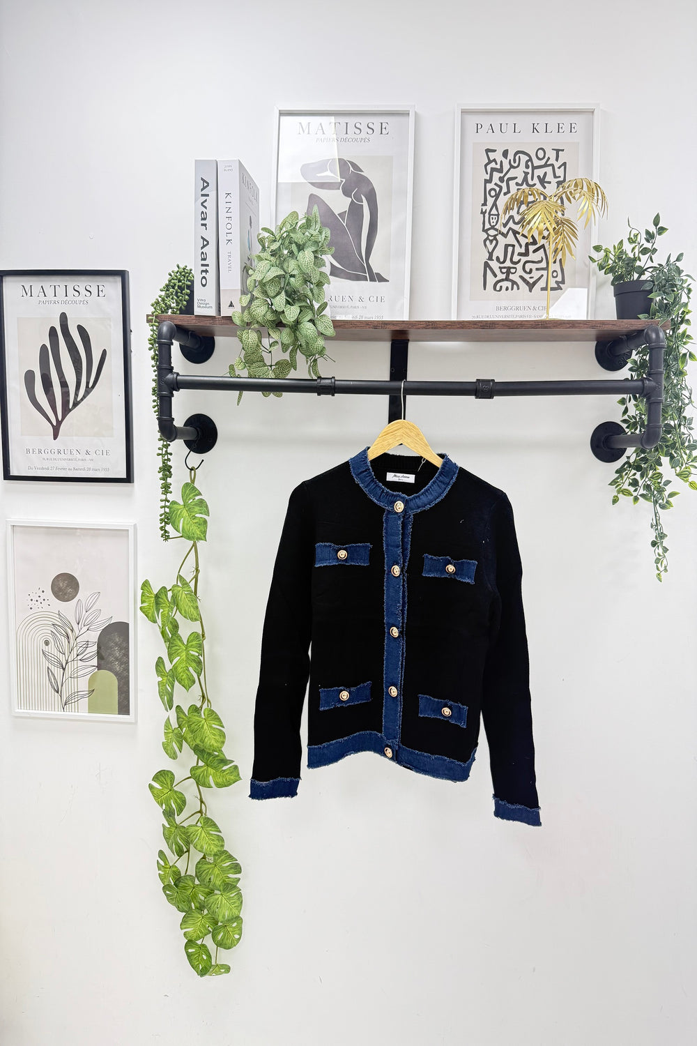 Denim trim Long Sleeve Jumper (15255362240896)