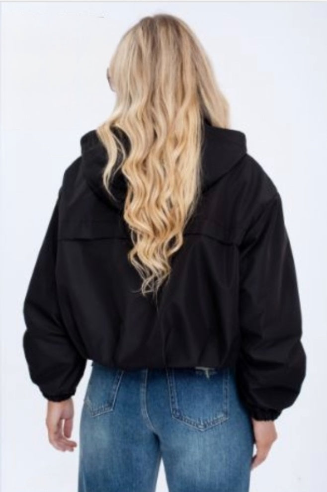 Zip detail hooded raincoat (15255296377216)