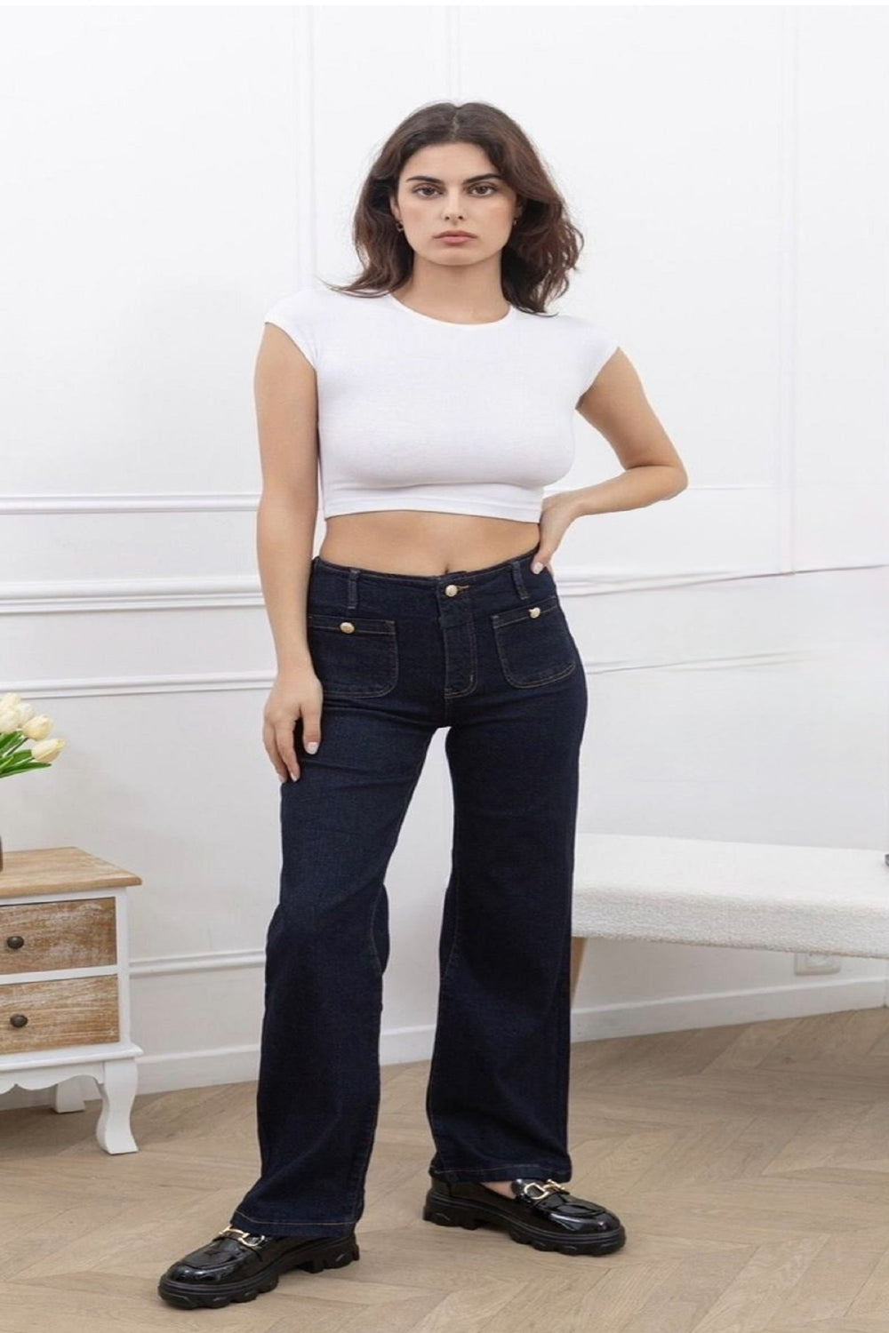 Gold Button detail Jeans (15255373971840)
