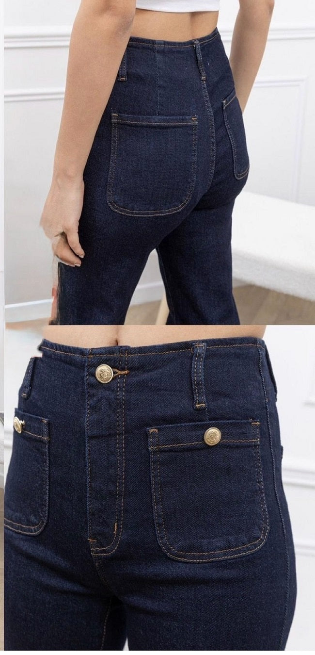 Gold Button detail Jeans (15255373971840)