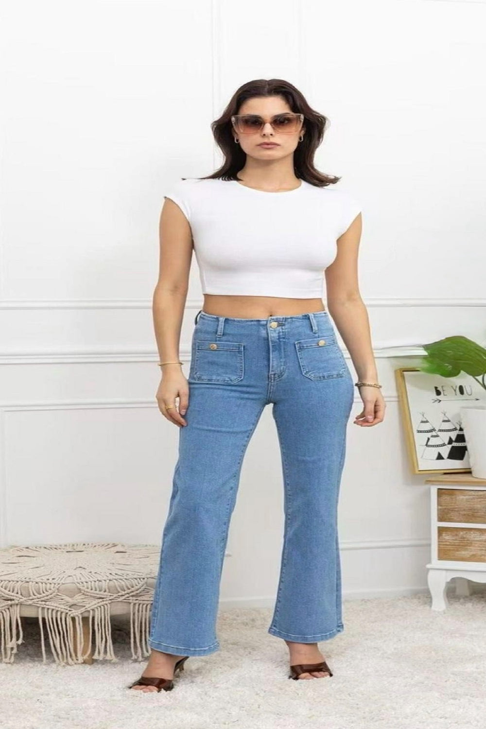 Gold Button detail Jeans (15255376396672)