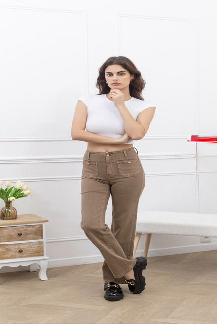 Gold Button detail Jeans (15255372562816)
