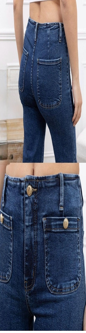 Gold Button detail Jeans (15255383212416)