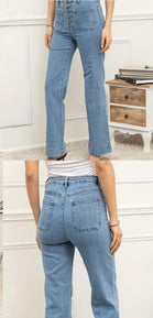Button Detail flare Jeans (15255323705728)