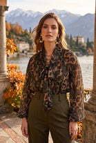 LEOPARD PRINT PUSSY-BOW BLOUSE