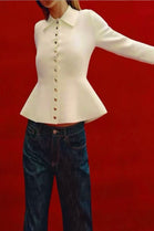 Collar gold button  Knitted top (15262500389248)