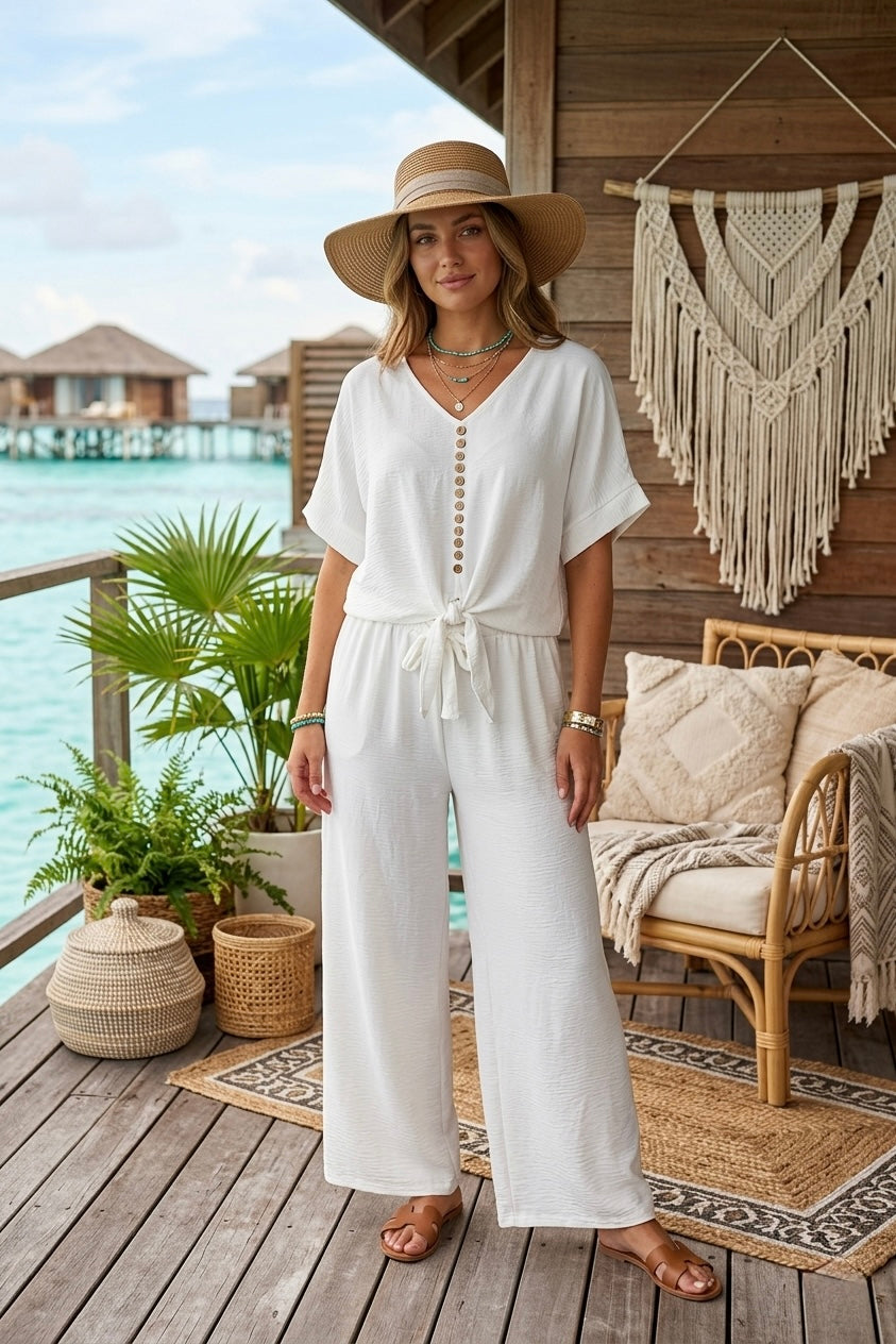 FRONT TIE BUTTON DETAIL CO-ORD SET