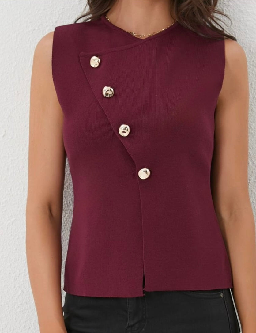 Cross pattern gold button waistcoat (15258382827904)