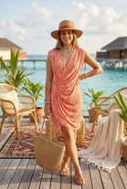 WRAP DRAPE PRINTED SLINKY DRESS