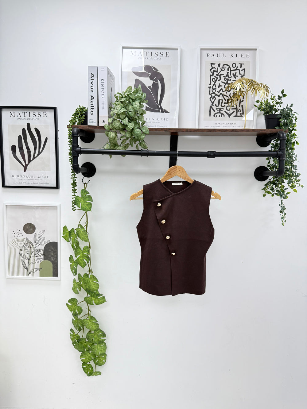 Cross pattern gold button waistcoat (15258380599680)