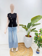 Cross pattern gold button waistcoat (15258378666368)