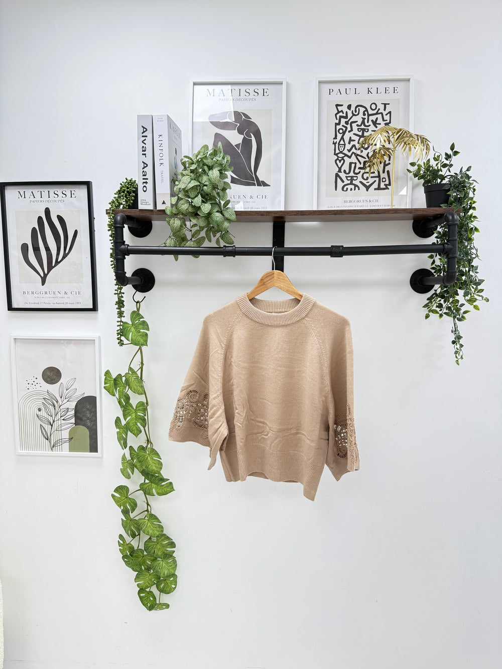 Lace sleeve knit Jumper (15258358972800)