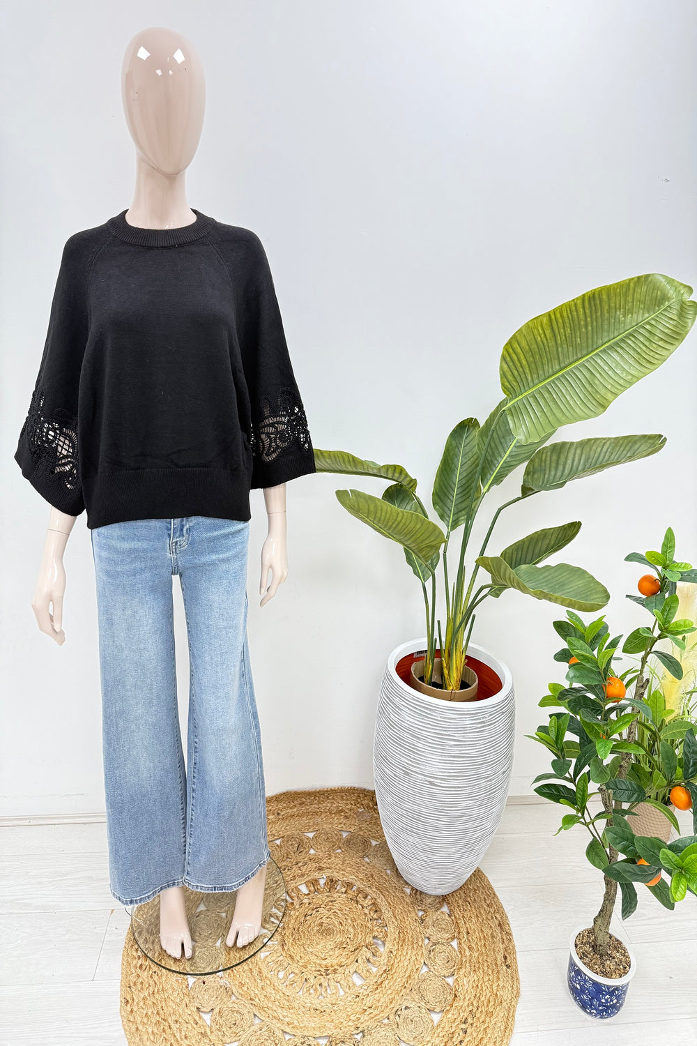 Lace sleeve knit Jumper (15258358350208)