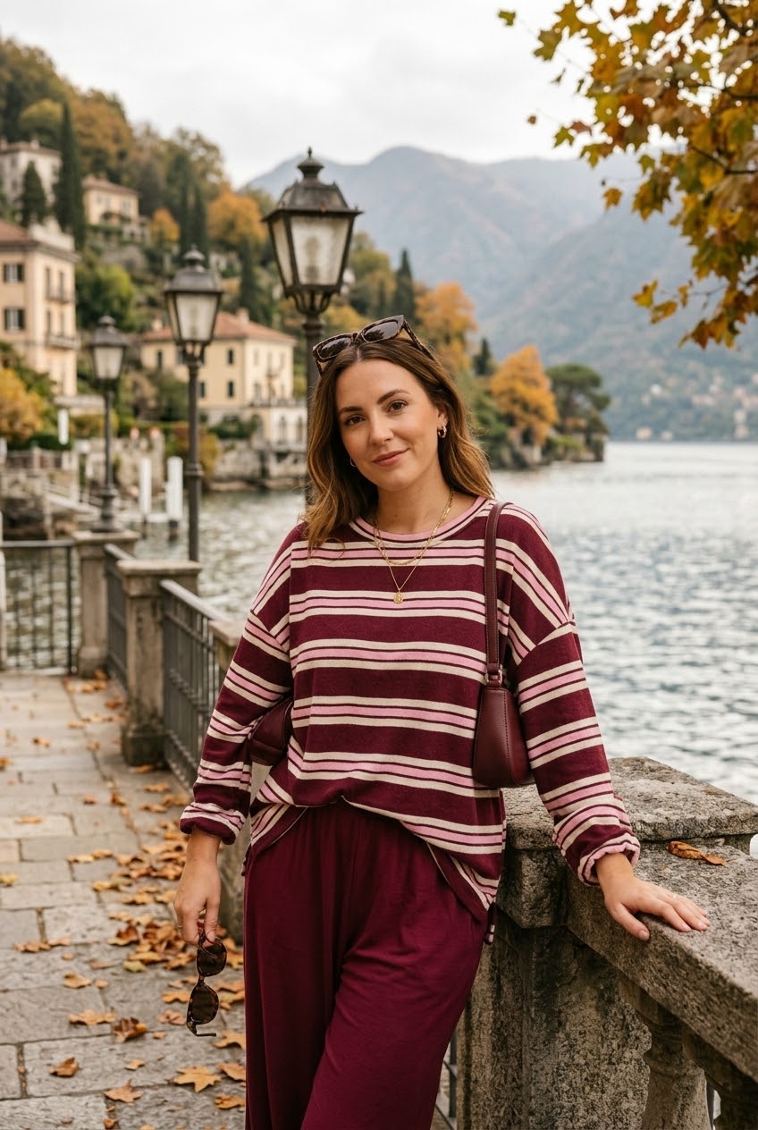 STRIPED DROP SHOLDER OVERSIZED SWEATSHIRT