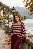 STRIPED DROP SHOLDER OVERSIZED SWEATSHIRT