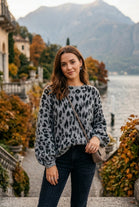 OVERSIZED ADJUSTABLE BUBBLE SLEEVE LEOPARD PRINT JUMPER